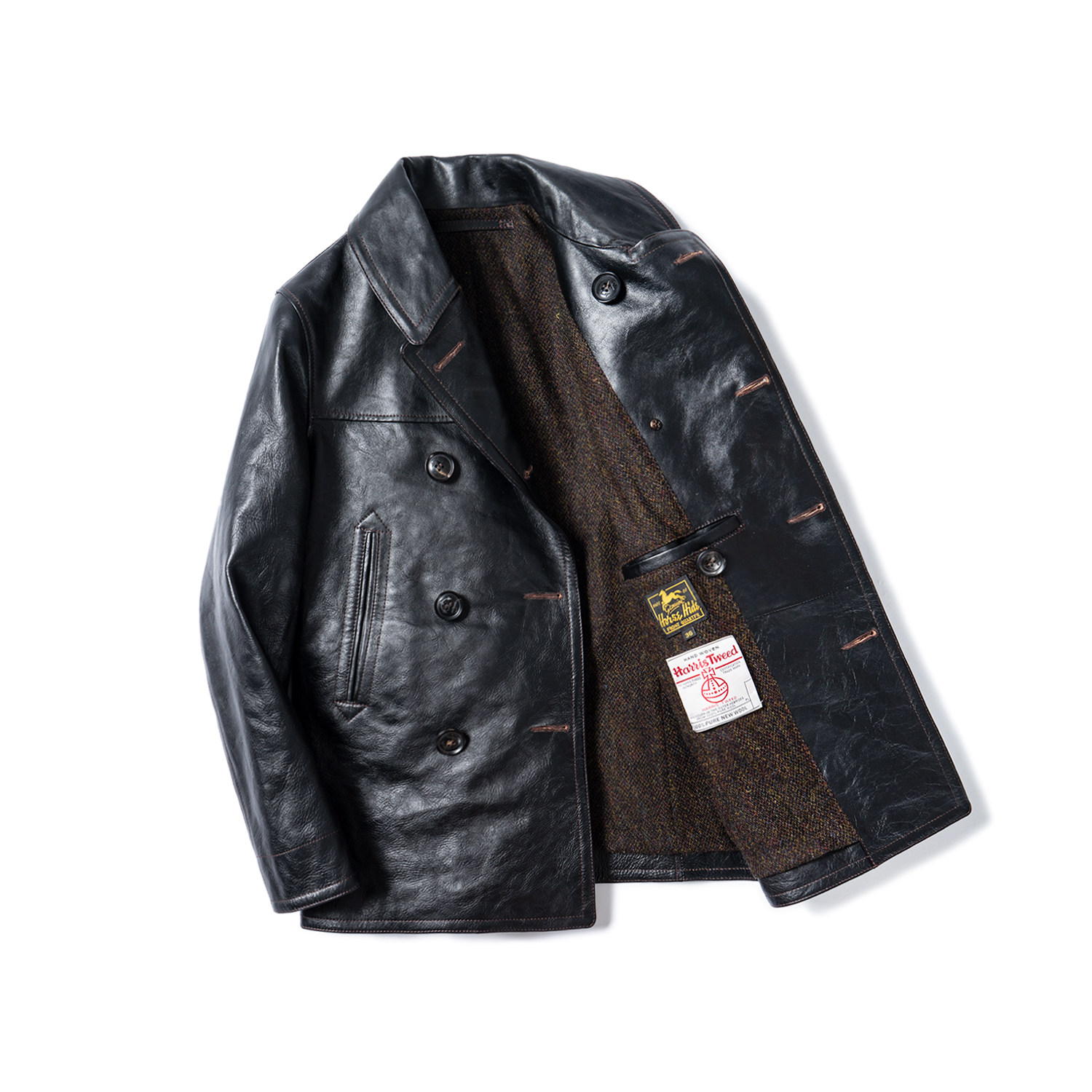 玩儿peacoat大衣18世纪英国复古真皮新禧马皮皮衣皮衣