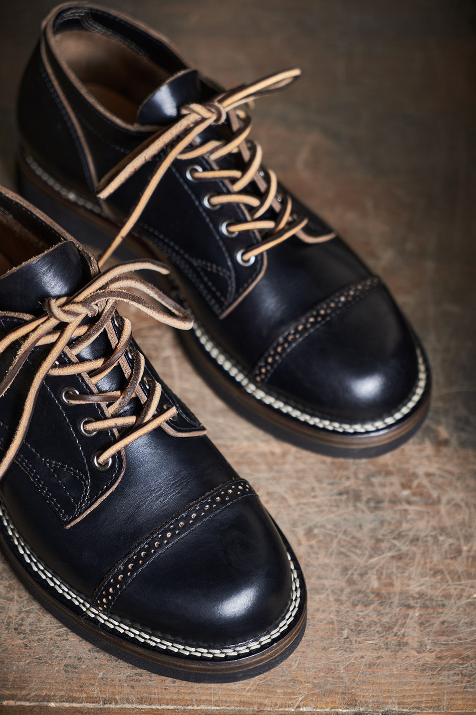 玩儿workshoes轻量量化外翻缝头层牛皮复古德比工装鞋