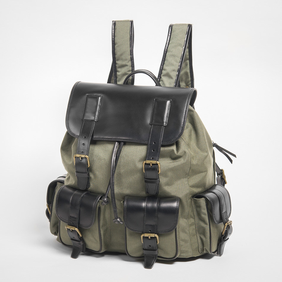 旅人系列!会玩拼接胡椒盐 弹道尼龙真皮拼色 双肩包伞兵包