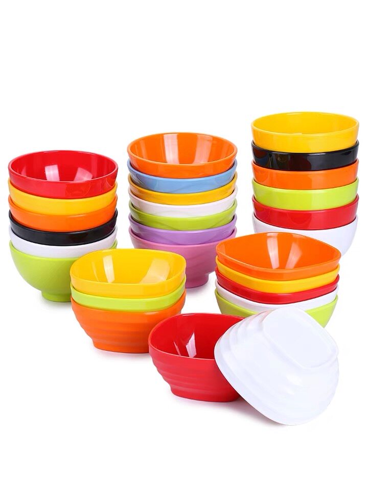 买10送一碗包邮黑红仿陶瓷塑料套装汤碗密胺小碗黄焖鸡米饭碗米线