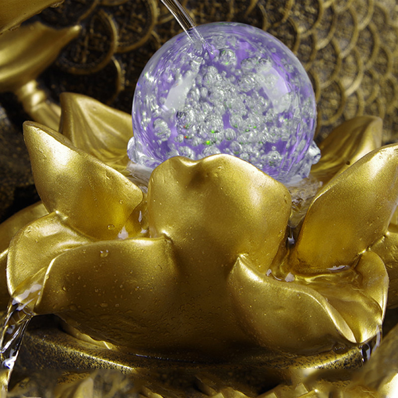 招财金龙鱼摆件风水喷泉流水转运运球商务酒店摆件