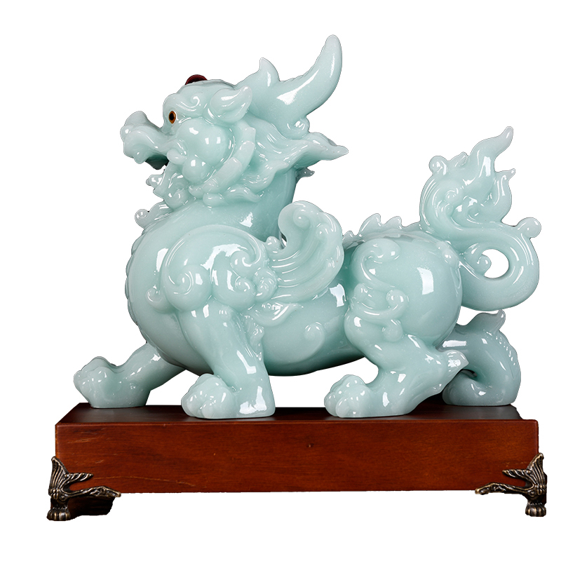 开光玉石貔貅招财摆件大号一对皮丘镇宅家家居摆件