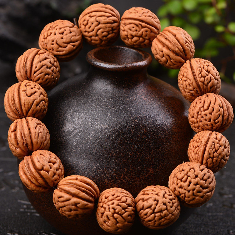 野生桃木桃核手串桃胡脑纹文玩佛珠核桃手工手链