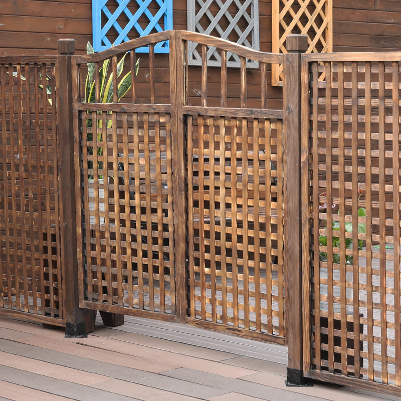 室外防腐木栅栅栏花园庭院带门户外院子田园大型篱笆