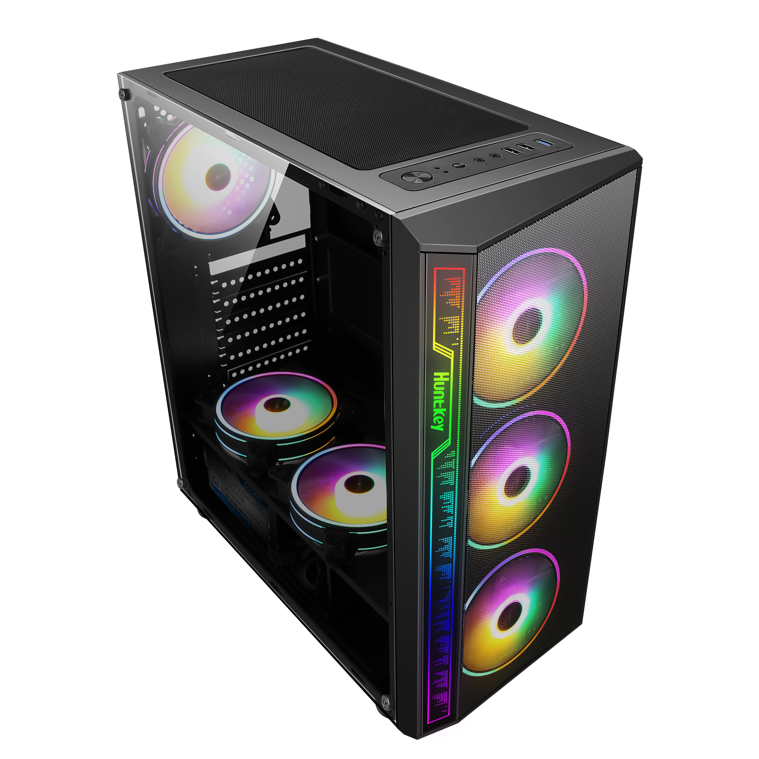 航嘉gs500r电脑机箱台式diy全侧透rgb游戏水冷atx大板机箱背线