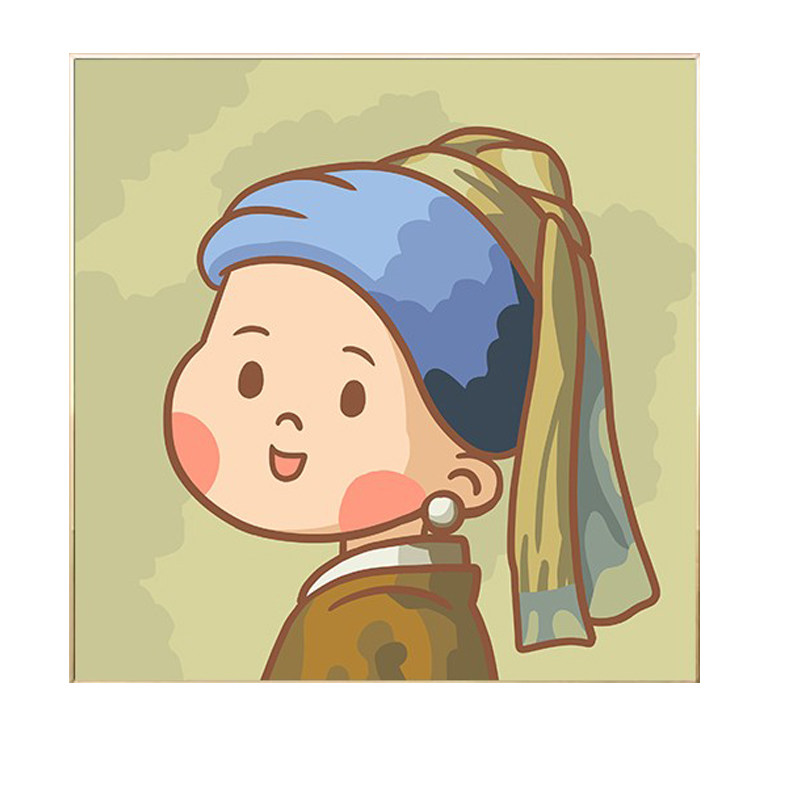 数字油画diy手工填色名人名画蒙娜丽莎卡通动漫油彩diy