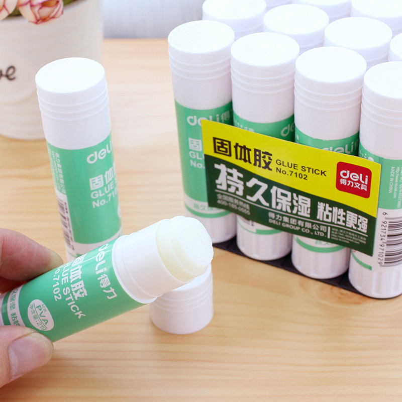 得力固体胶财务办公胶棒学生儿童用强力手工高粘度胶水12支装