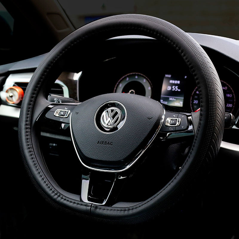 大众polo方向盘套真皮波罗poloplus汽车把套四季通用新老款免缝