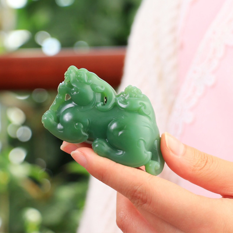 携子上朝男士款碧玉手把件天然新疆和田玉貔貅把玩件玉石文玩112g