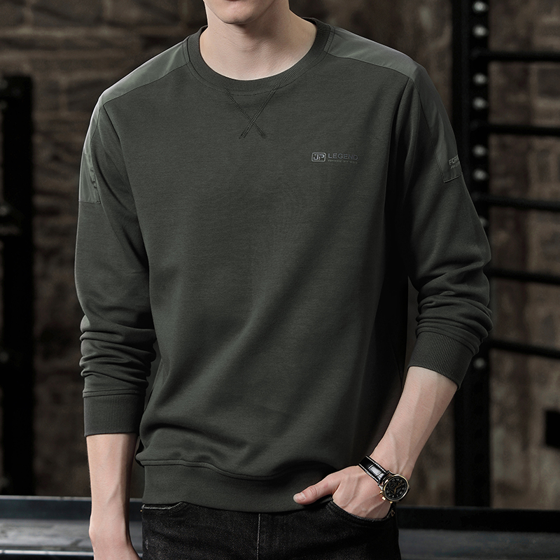 春秋款长袖T恤男士纯棉圆领宽松打底衫体恤休闲运动春季卫衣男潮