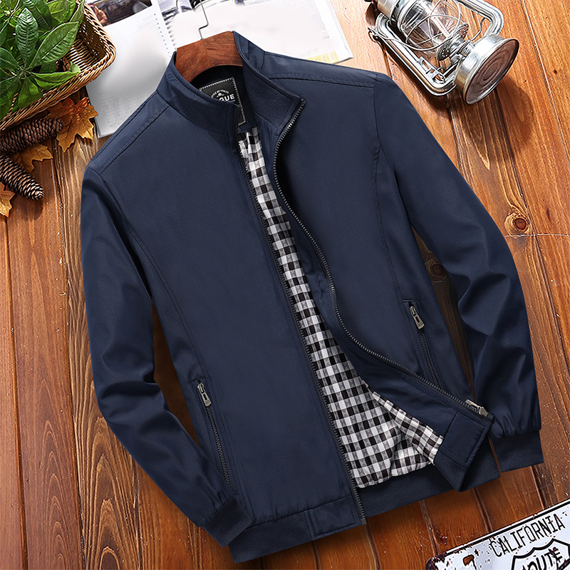 秋季新款休闲夹克男士中老年立领夹克衫爸爸秋装外套衣服薄款男装