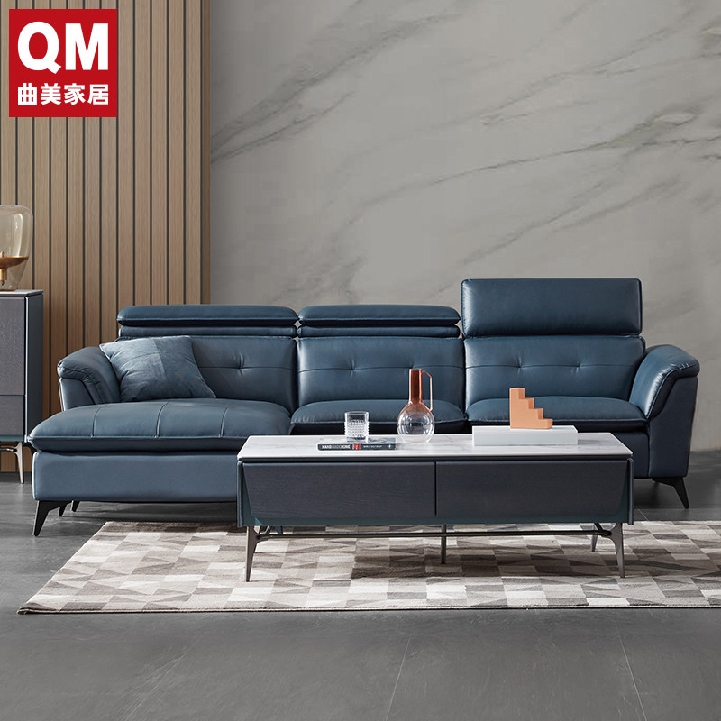曲美家居真皮沙发欧式皮艺沙发客厅现代简约头层牛皮组合沙发
