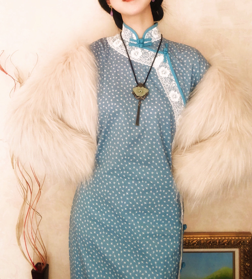 限量国风法蓝古法开襟全开无省传统民国时光旗袍