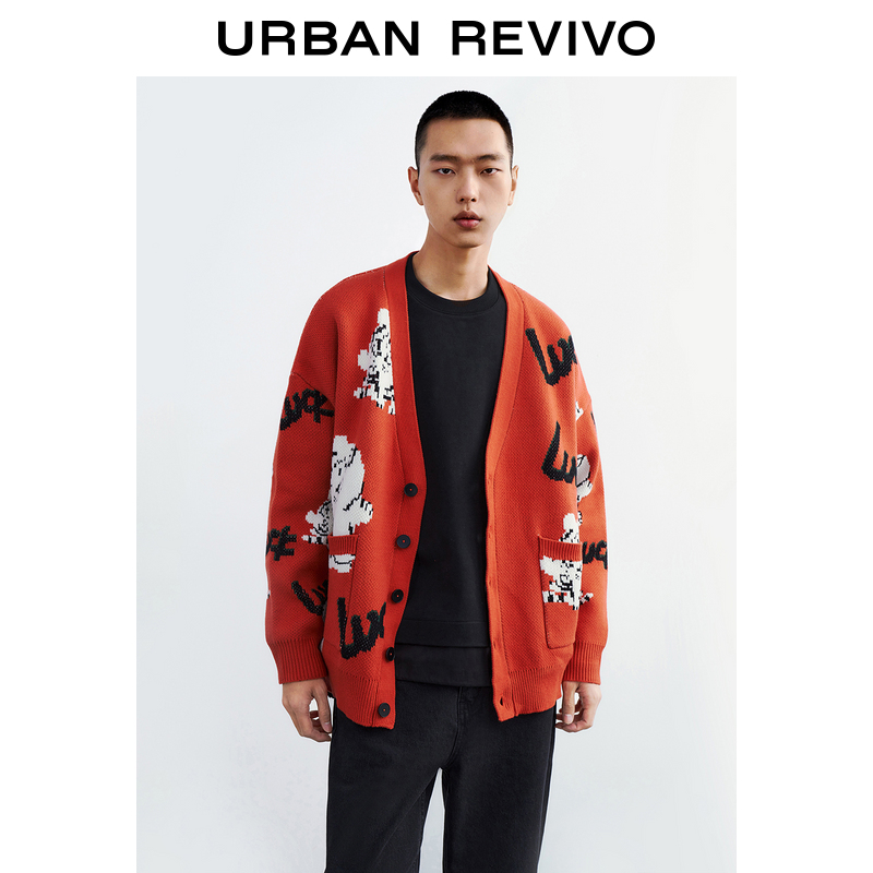 UR2022春季新品男装潮流老虎图案情侣毛衣针织外套MV03S9DN2003