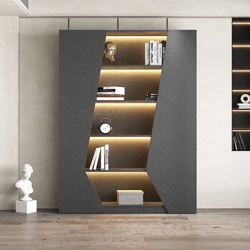 书柜意式极简书架现代简约展示柜陈列柜酒柜隔断高端单个书柜
