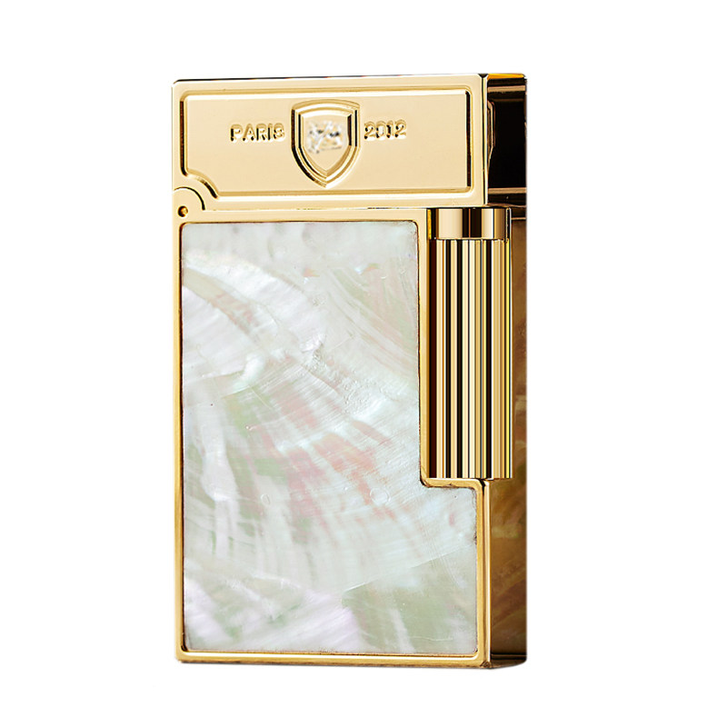 ghorse朗声打火机充气纯铜侧滑创意天然贝壳镶嵌充气打火机