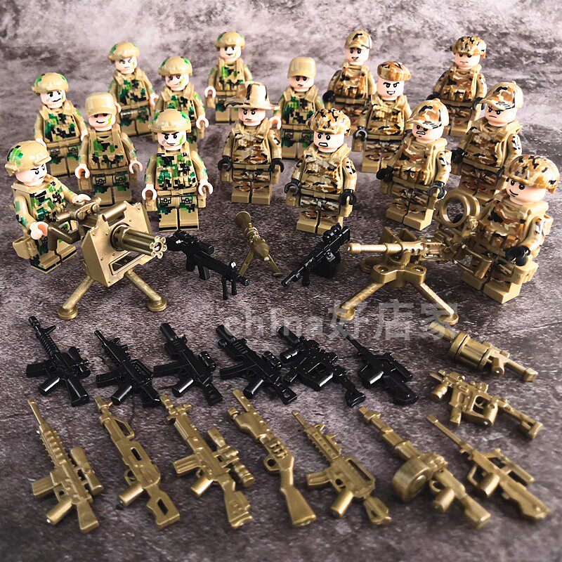 武装防爆特警警察武警公安特种特种兵兵人兼容乐高塑料积木