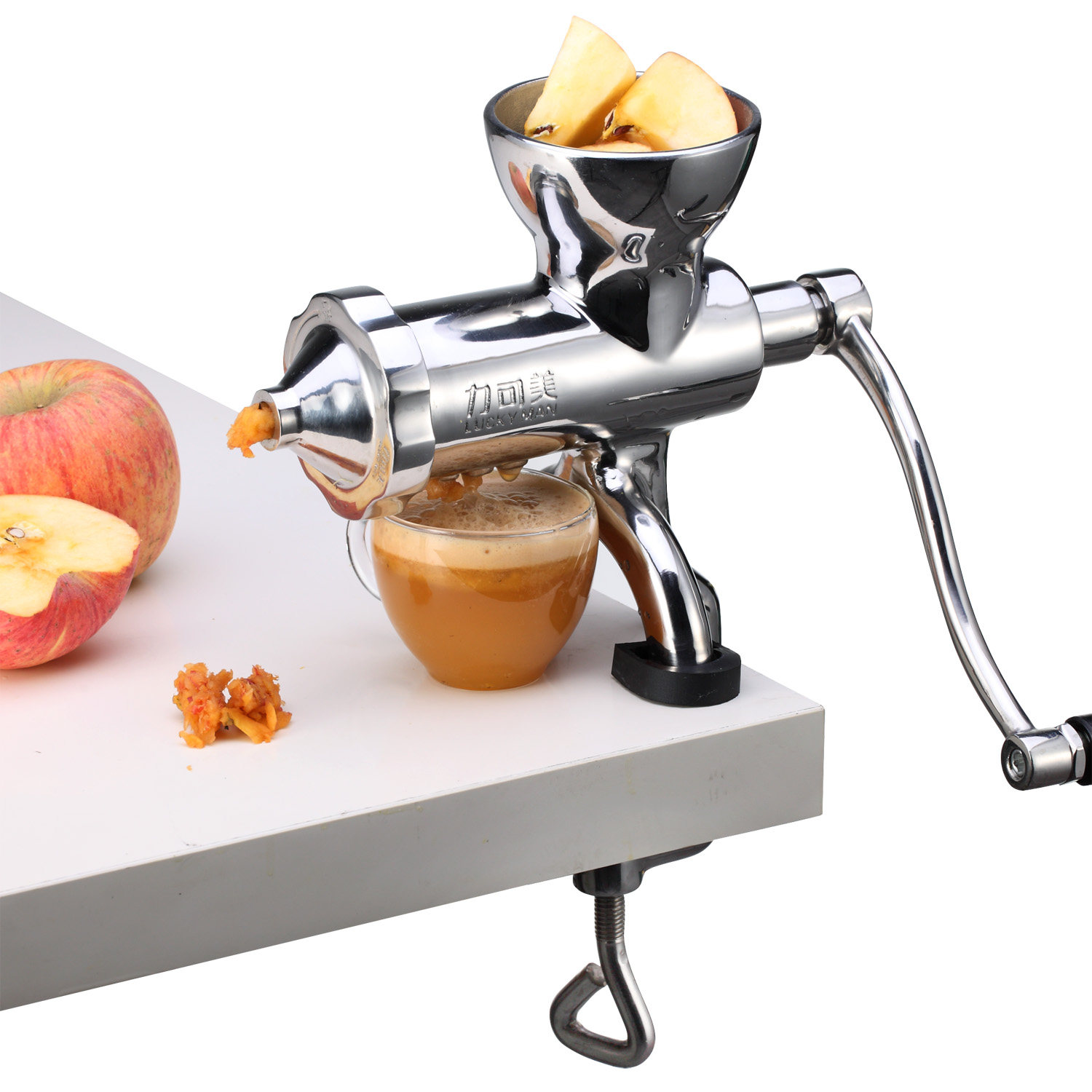 力可美手动榨汁机304不锈钢小麦草榨汁机家用手摇压水果蔬菜麦苗