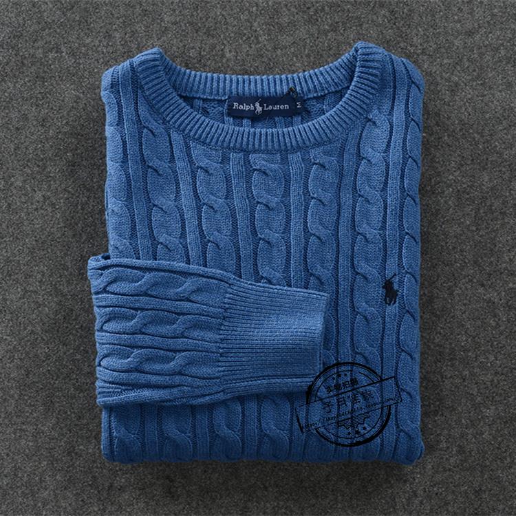 男士圆领纯棉毛衣新款麻花多纯色男装秋冬加厚套头毛衣针织衫大码