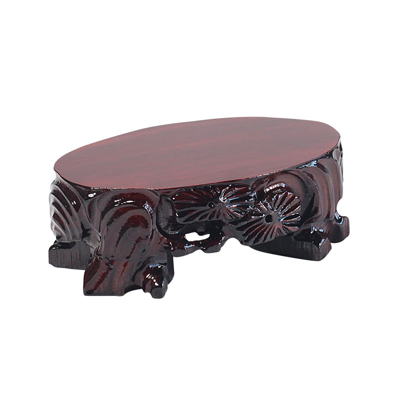 佛像底座实木雕花圆形奇石花盆摆件托架可挖