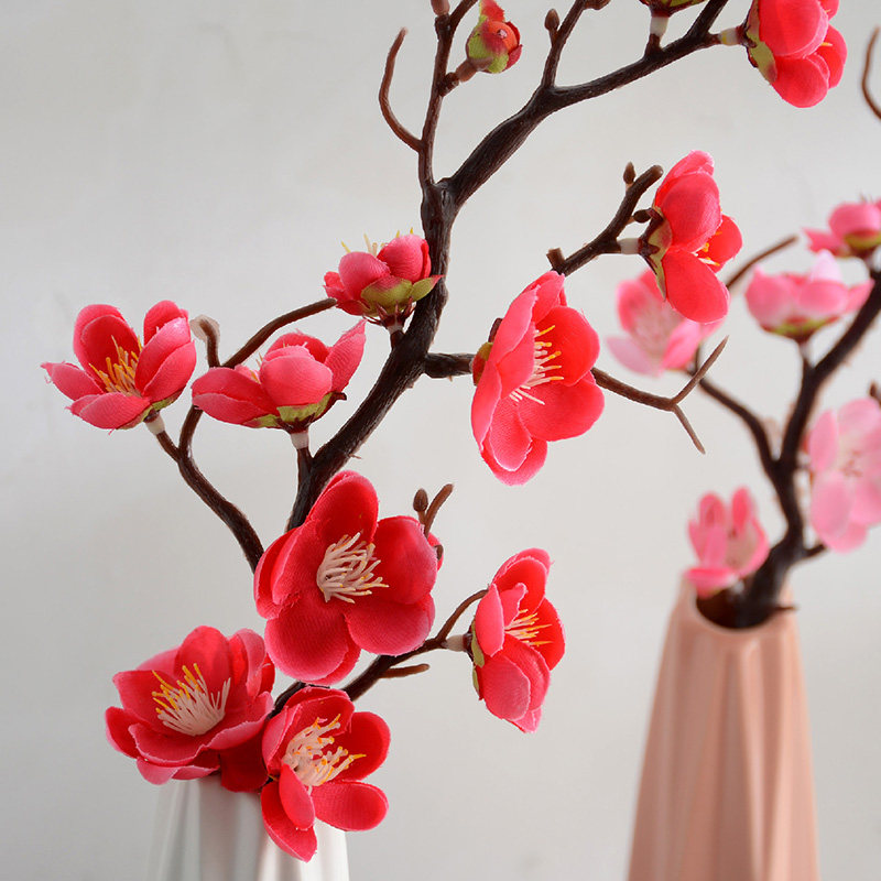 腊梅梅花装饰婚庆插花客厅单支桃枝假花新中式仿真花