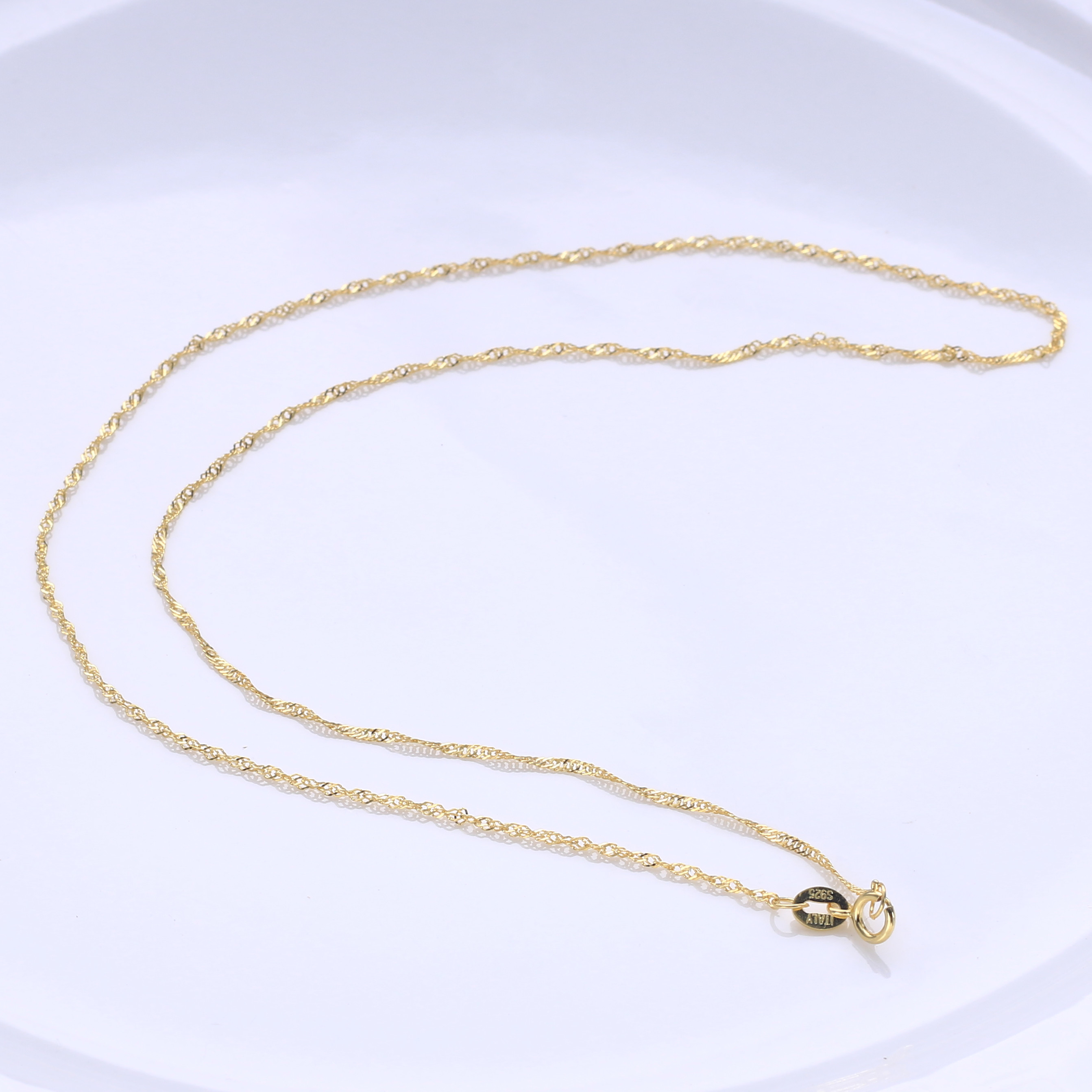 水波波纹s925项链女士链银链子时尚日韩饰品链条