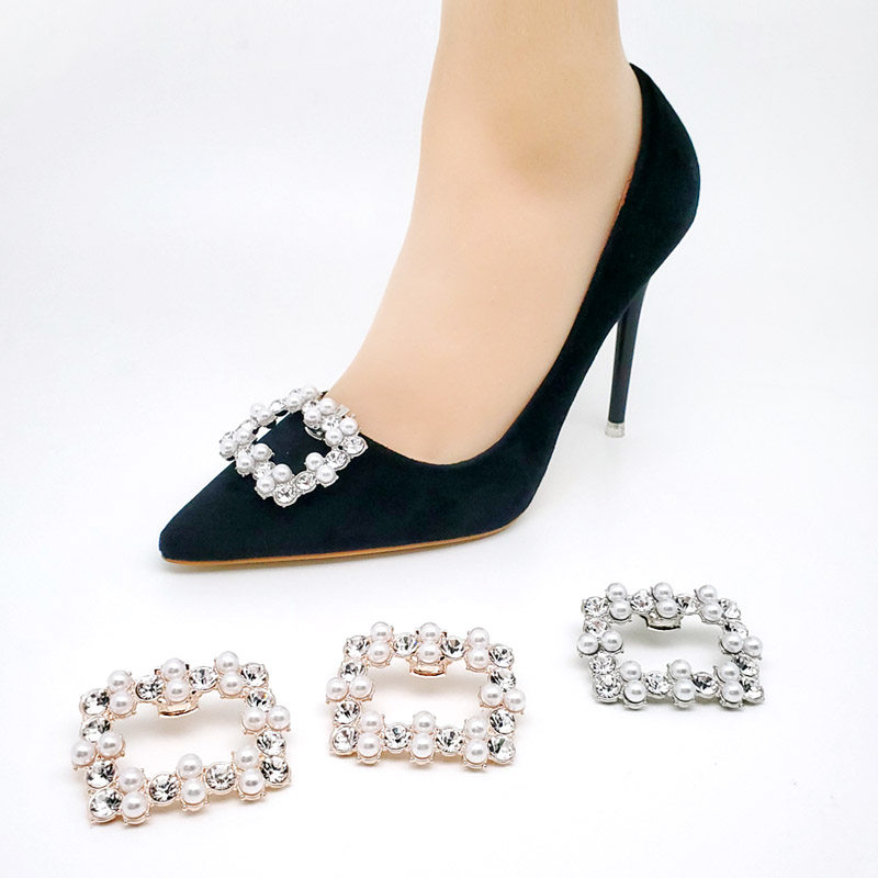 鞋扣百搭跟鞋配饰扣鞋水钻珍珠可拆卸婚鞋新娘鞋扣