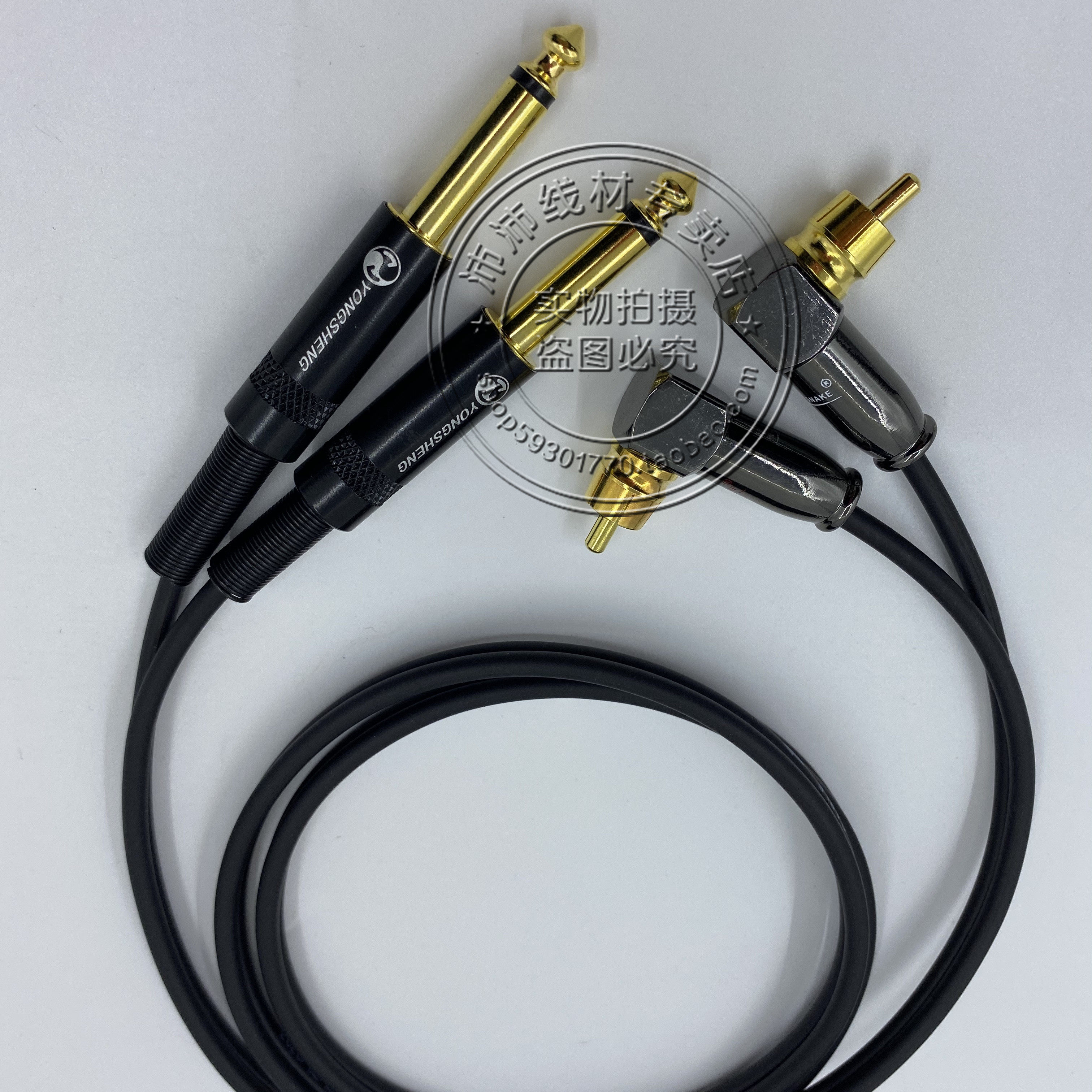 5转莲花 双6.5转双莲花头rca转6.35调音台音频线