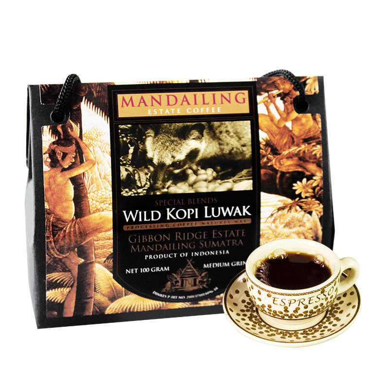 kopiluwak印尼原装进口猫屎咖啡曼特宁麝香猫咖啡粉100g手提礼盒