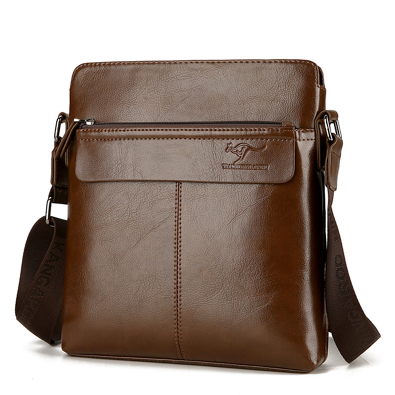 袋鼠男包商务男士包包单肩斜挎包真皮背包牛皮潮牌手提包休闲小包