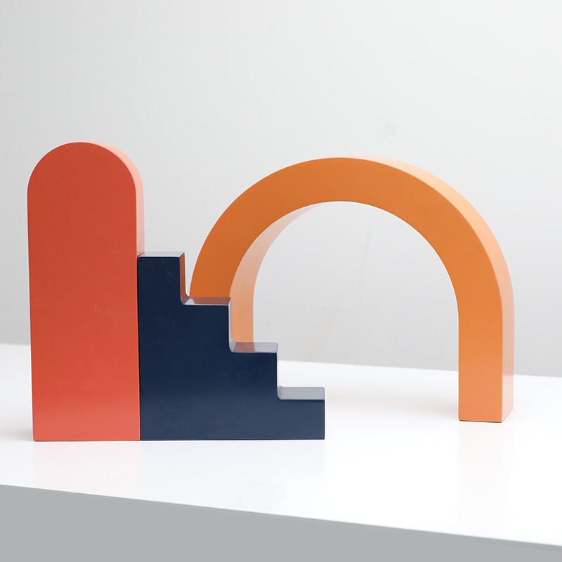 现代简约北欧侘寂创意设计样板房几何立体组合摆件拱形摆件