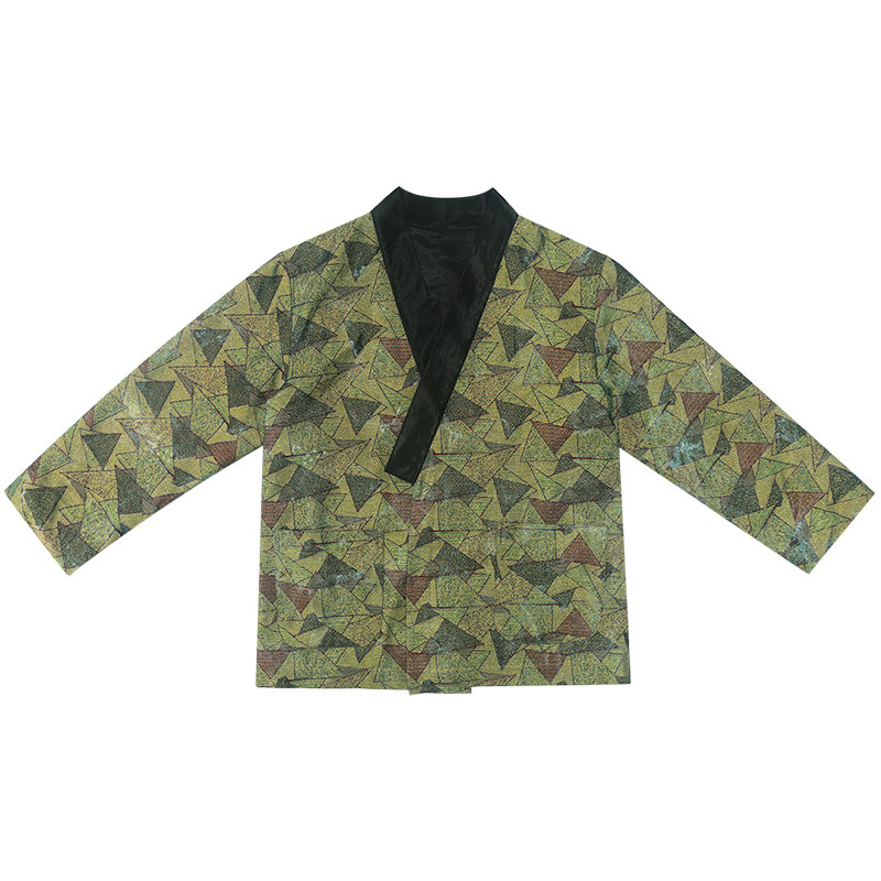 三省六部复线金箔蝉衣原创国风高级牛仔提花风衣