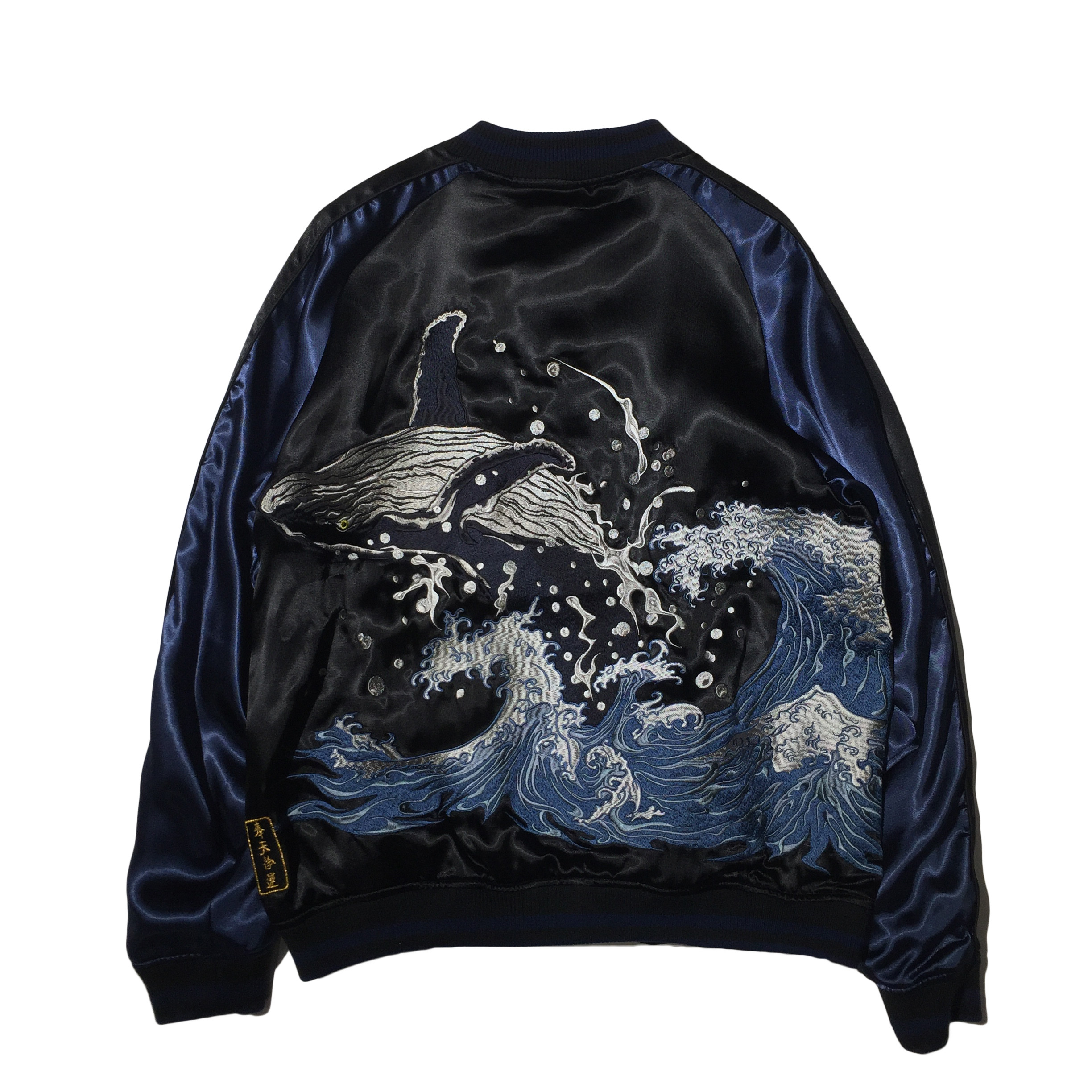 刺绣奉天天承原创春秋横须贺男士双面夹克鲸鱼夹克
