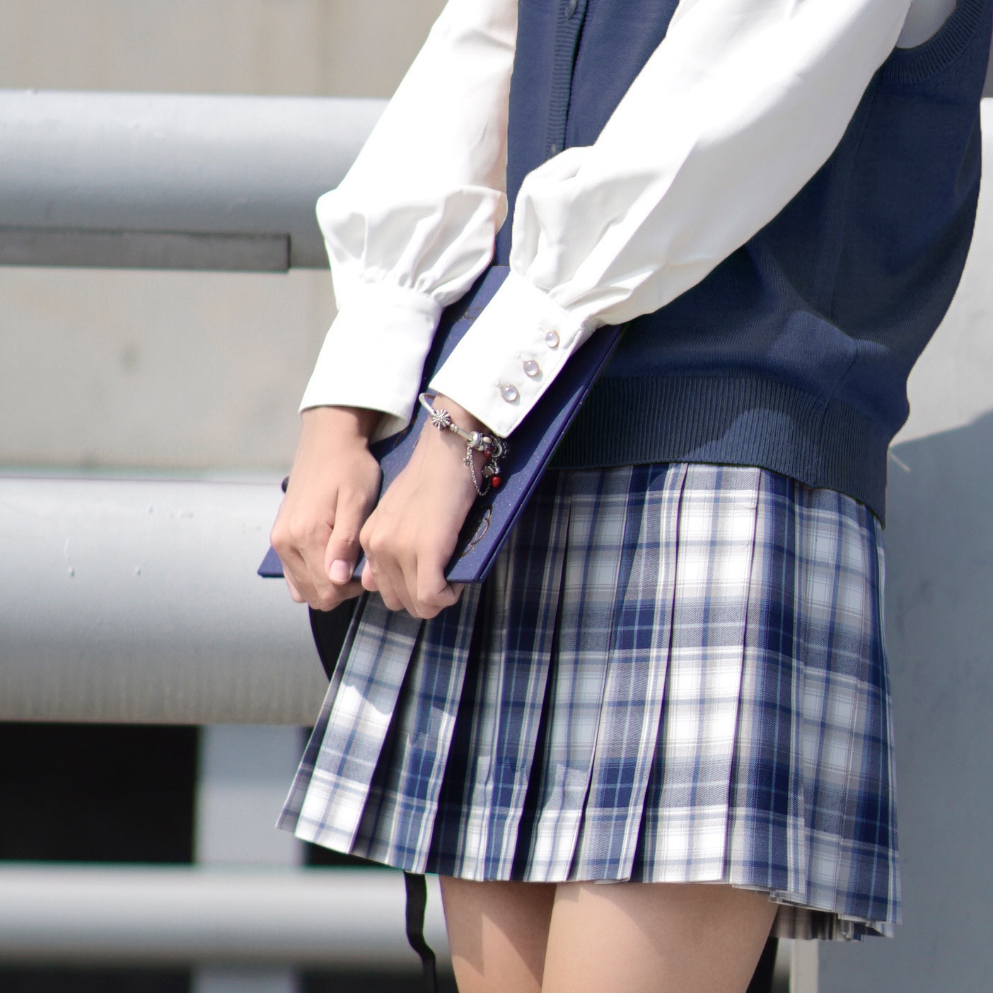 jk制服九蛋蓝烟现货原创正版蓝格蓝白格裙女半身裙