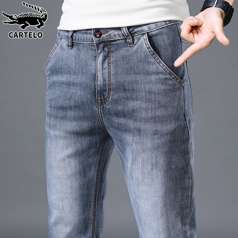 鳄鱼2022新款秋季牛仔长裤男士潮牌新款宽松休闲裤子男裤修身小脚