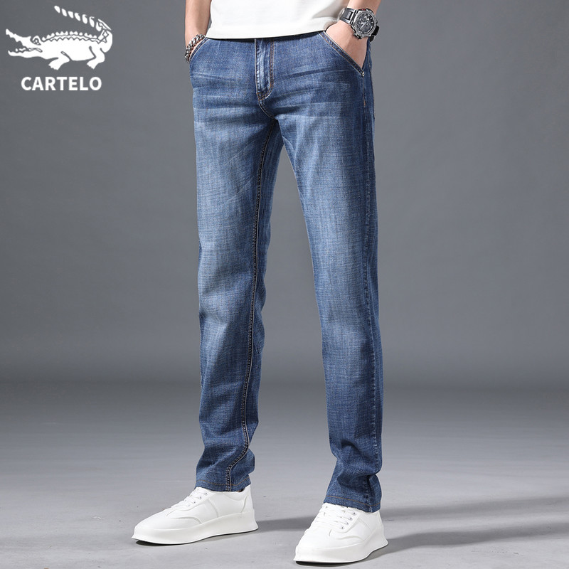 鳄鱼2022新款牛仔裤男士薄款宽松直筒潮牌夏季大码休闲长裤子男裤