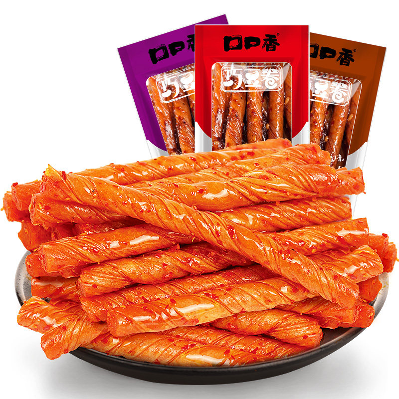 口口香辣条巧豆卷零食干豆湖南豆制品辣味怀旧豆腐干