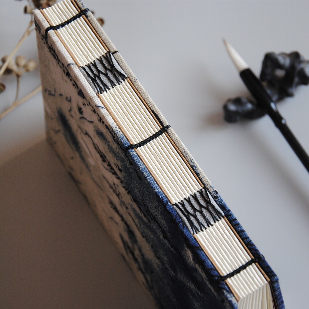 线装伴手帐本本手笔记本笔记文创裸脊墨染工本笔记本