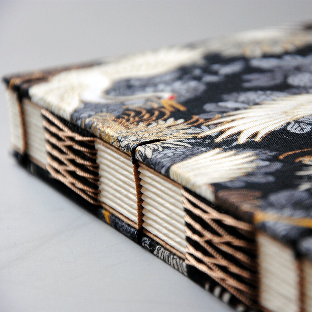 玄鹤斑町手工本烫金仙鹤古风文创笔记本裸脊线装笔记本