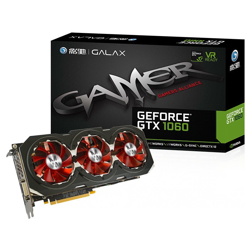 影驰geforce gtx1060大将/gamer 6g显卡 台式机电脑独立游戏显卡