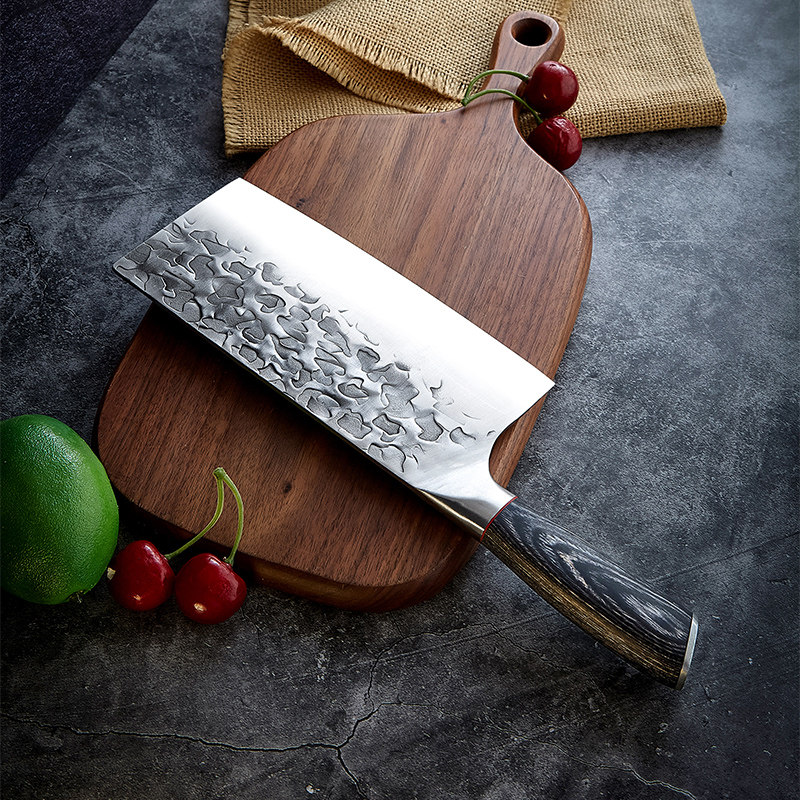 楚家刀手工锻打铬钢菜刀厨师专用锋利斩切两用菜刀