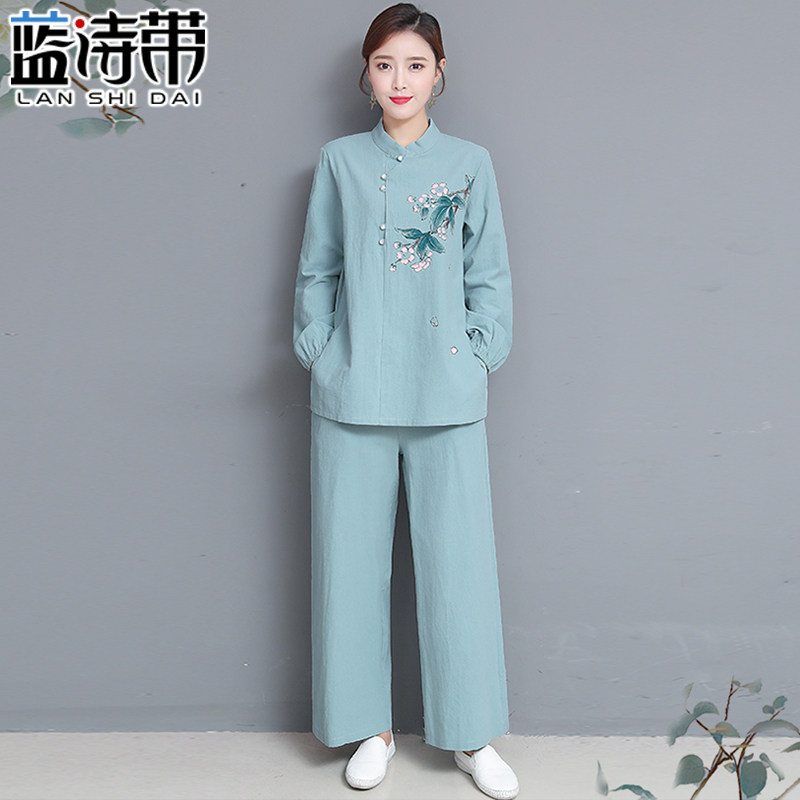 居士服女套装秋季打坐棉麻中式禅修上衣禅意上衣