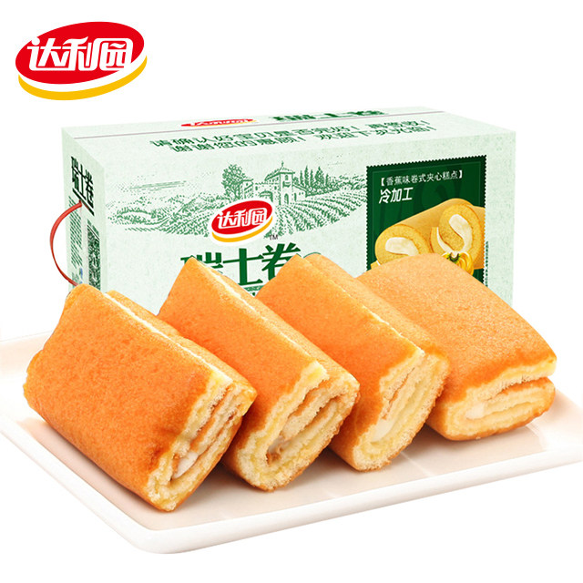 达利园瑞士卷整箱3斤儿童早餐香蕉蛋糕夹心糕点年货礼盒包邮多省￥36.