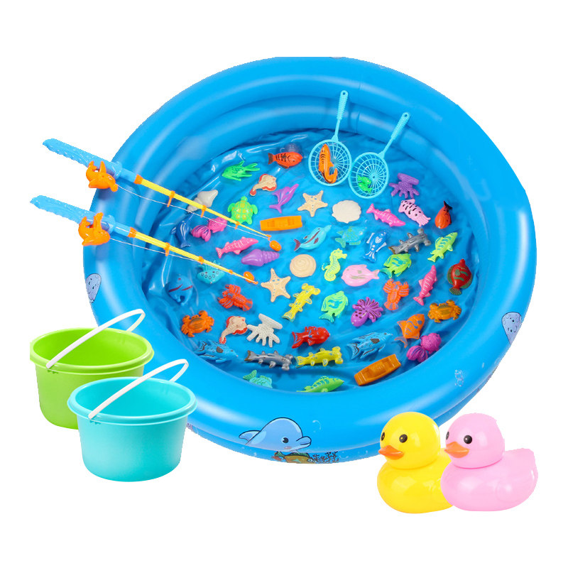 钓鱼玩具儿童磁性竿捞小孩鱼竿捞鱼网兜套装钓鱼类玩具