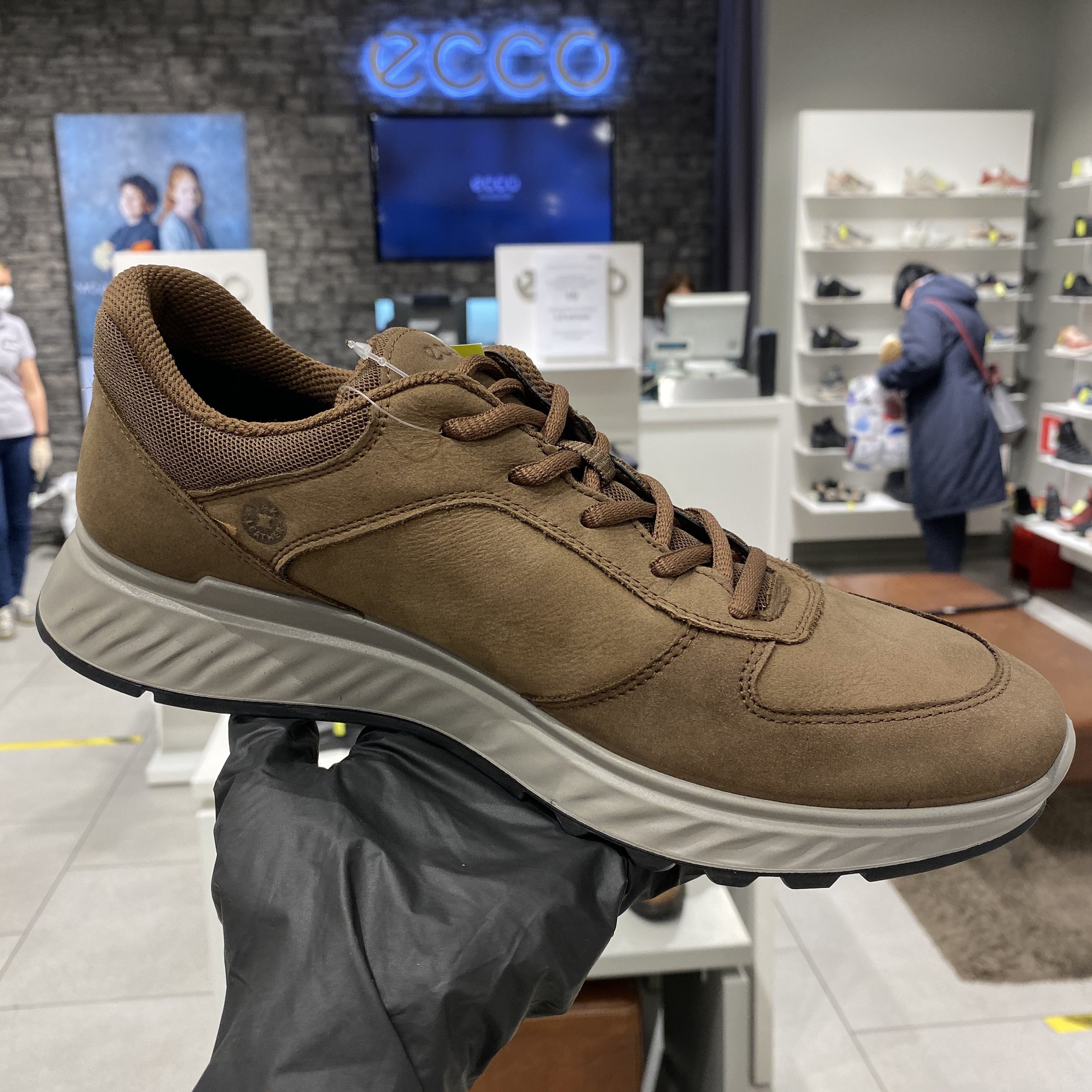 ecco爱步男士秋冬牛皮运动运动休闲休闲鞋软底防水时尚休闲鞋