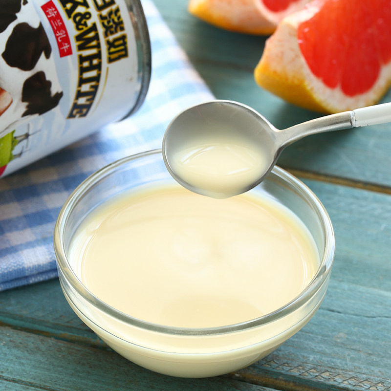 6瓶 荷兰进口 黑白淡奶 港式奶茶丝袜奶茶甜品 咖啡全脂淡奶 400g