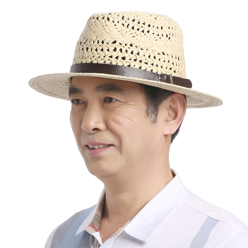 中老年帽子男士夏天中年老人草帽太阳帽爸爸手工帽子