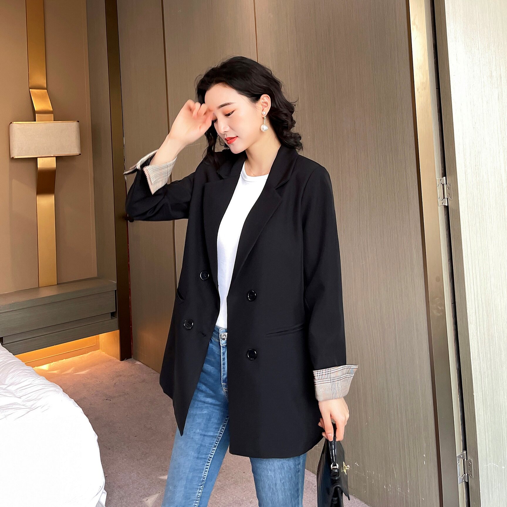 2022春秋新款网红黑色西装女外套韩版休闲气质西装