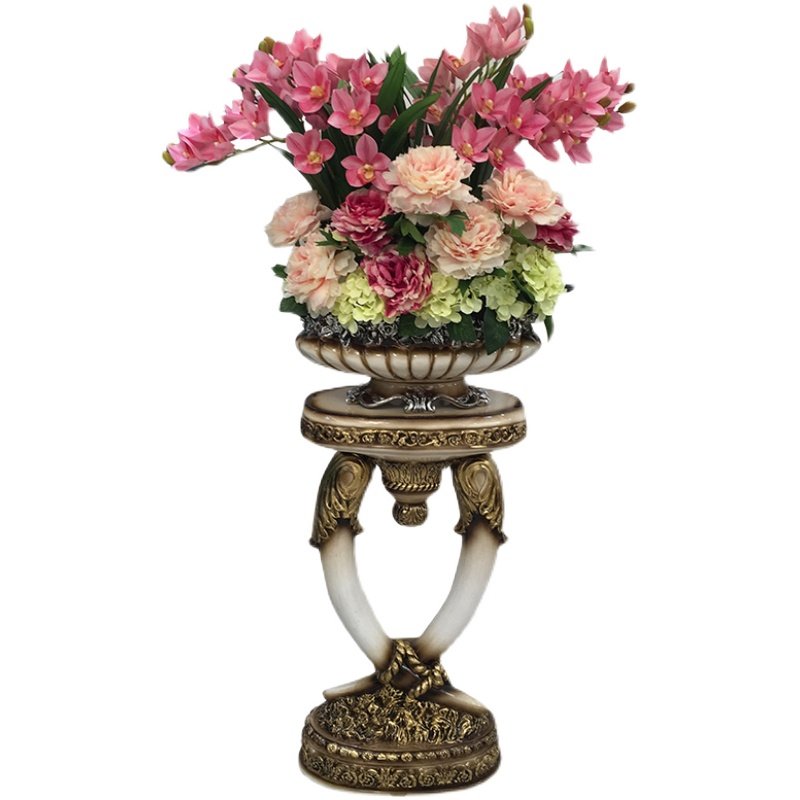 仿真欧式落地大花瓶花艺套装客厅装饰品摆件美式花瓶