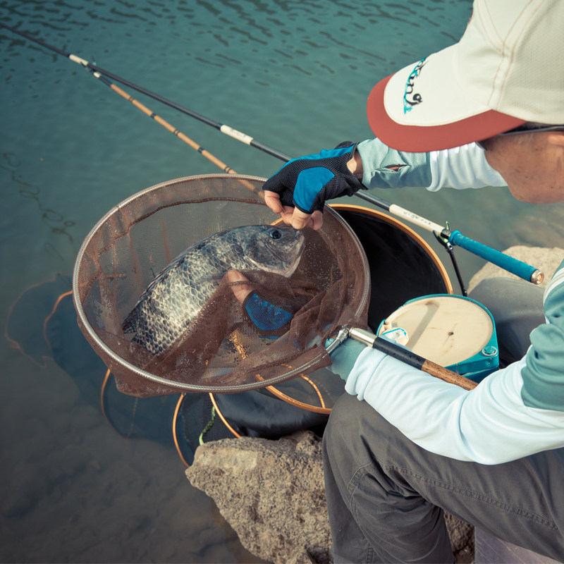 本汀碳素定位超轻超硬抄网伸缩抄网杆捞鱼网兜抄网竿渔具垂钓用品